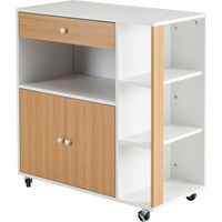 Chariot de Salle à Manger Mobile de Cuisine, Buffet de Rangement Multifonctionnel Multicouche, étagères de ménage, établi,Couleur du bois