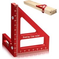 CCYKXA Rapporteur pour le travail du bois, règle de mesure multi-angles 3D, équerre en aluminium 45/90 degrés, outil de mesure multifonctionnel de haute précision pour ingénieurs (rouge)