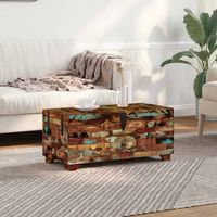 Vidaxl – Table basse coffre en bois de récupération massif 80x40x35 cm – 3 compartiments de rangement – Style antique unique – Durable et fait main