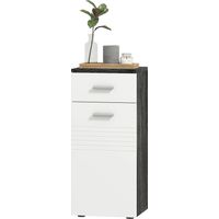 Mobile Bagno avec Tiroir et Armoire en Bois, 35x30x77.5 cm, Blanc et Noir