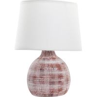 Lampe en grès ocre rouge et blanc 26 cm