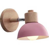 Modern Indoor Wall Lamp Metal Wooden Wall Light Rotatable Wall Sconce Ø15CM Pink