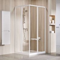 Ravak Supernova - Puerta de ducha SRV2-90 S, 87-89 cm, blanca/vidrio transparente 14V701O2Z1