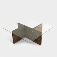 Mesa de centro de vidrio templado y madera Glory