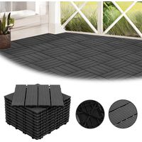 Jiubiaz 110x Dalles WPC pour terrasse et allées système clipsable sans vis solution pratique Anthracite 30x30CM