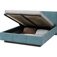Lit coffre Aveiro 160 x 200 cm avec sommier à lattes relevable Azur