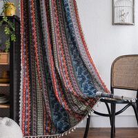 JSSEVN - Cortina bohemia azteca hippie, 1 panel, rayas étnicas retro para sala de estar, dormitorio, cortina opaca, 218 cm de largo