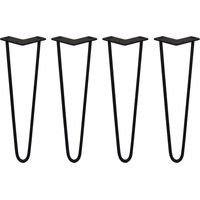 SKISKI LEGS - 4 Pieds de Table en Épingle à Cheveux 40,6cm 2 Tiges en Acier Noir Épaisseur 10mm