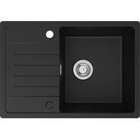 CECIPA Fregadero de Granito Fregadero de Cocina Fregadero de Granito 65x45, Lavabo sobre Encimera Fregadero de Cocina Negro Antracita, con escurridor