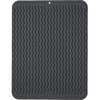 Tapis d'égouttage en silicone, tapis résistant à la chaleur, tapis d'égouttage facile à nettoyer (40 x 30 cm, noir)