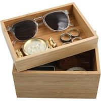 Boite Organisateur polyvalent 2 compartiments empilables Bambou ISALYS Beige MSV