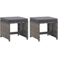 vidaXL Garden Stools 2 pcs with Cushions Poly Rattan Anthracite
