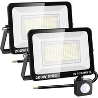 2x Projecteur Led Détecteur Mouvement 200W 20000LM IP66 Étanche Jardin Garage Terrasse