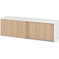 bümö office Lowboard mit Schiebetür Weiß/Eiche