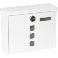 ARREGUI Chance E7101 Briefkasten aus Verzinktem Stahl, Größe M (DIN A4), Wandbriefkasten mit Schutzklappen für Einwurf und Schloss, Postkasten mit Sichtfenstern und Namensschild, Einfache Montage, Wei