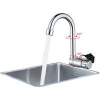 1002 Évier de cuisine RV pliable chaud et froid, robinet G1/2, pièce en céramique, noyau de valve en cuivre, évier de yacht RV rotatif à 360 degrés, robinet chaud et froid,Argent