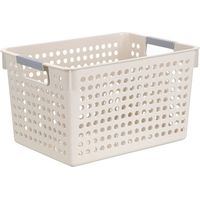 Plastic Storage Baskets - Small Pantry Organizer Basket Bins - Household Organizers with Cutout Handles