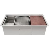 Gojoy – Évier de cuisine 1 bac en acier inoxydable 304 – Dimensions 83,82 x 55,88 cm – Planche à découper et accessoires inclus – Drainage rapide