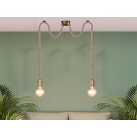 Rustikale LED Affenschaukel Lampe 2-flammig aus Hanfseil, Höhe 150cm