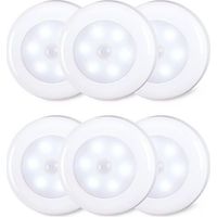 ALLIANDIS Confezione da 6 luci LED con sensore di movimento da 8 cm per interni, alimentate a batteria AAA, adesive per scale, sottopensili, armadi, bianco freddo