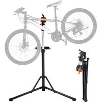 VEVOR Soporte Plegable para Taller de Bicicletas Carga de 30 kg Soporte de Reparación de Bicicletas Ajustable en Altura, Abrazadera Giratoria de 360° con Soporte para Herramientas para Mantenimiento