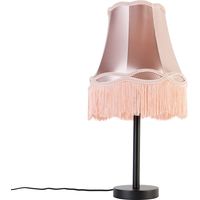 QAZQA Clásico/Antiguo Lámpara de mesa clásica negra con pantalla Granny rosa 30 cm - Simplo Textil /Acero Redonda Adecuado para LED Max. 1 x 40 Watt