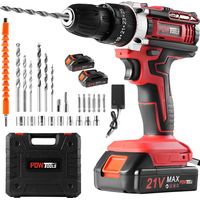 Perceuse visseuse sans fil POWTOOLS - 21V - 2 batteries Lithium + 24 accessoires + Chargeur