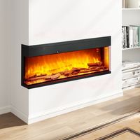 Camino Elettrico da Incasso e Parete 1800W con Fiamme Colorate LED Regolabili, Temperatura fino 40°C, Nero