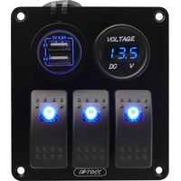 Panneau de commande personnalisé 3 interrupteurs 12/24V – En aluminium étanche – Interface robuste pour l’éclairage de bateau ou véhicule de loisir