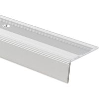 Casa Pura – Seuil d'escalier en aluminium anodisé argent – Longueur 90 cm – Forme en L – Antidérapant avec insert en plastique – Installation facile