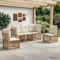 vidaXL Outdoor Sofa Set Natural Poly Rattan