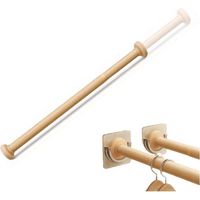 Adjustable wardrobe rails in imitation wood for hanging clothes, without drilling, for wardrobe, bathroom, laundry room (50-80cm)