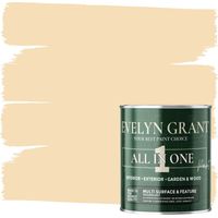 EVELYN GRANT All-IN-ONE Paint & Primer - Multi-Surface Paint For Interior Walls, Outdoor Garden & Exterior Walls, Wood Furniture - High Durability Multi-Feature - Beige Linen - 1L - Matt