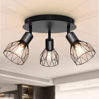 Plafonnier Industriel Spots et Rails de Spots Noir, Rampe Spot avec Douille E14, Barre de Spot 40W sans Ampoules