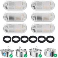 6 Packs de Filtres pour Fontaine à Eau pour Chat et 6 Packs d'Éponges de Remplacement, pour Fontaine Eau Chat en Acier Inoxydable de 3.2L