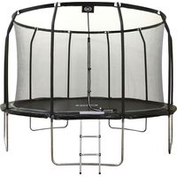 Axi Houston Trampoline Rond - Filet Ø 366 Cm En Noir Trampoline Hors Sol - 12 Ft - Pour Enfants - Avec Bordure, Echelle Et Filet De Sécurité Pour Le Jardin / L'Extérieur Surface De Saut : 323 Cm