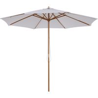 Holz Sonnenschirm 300cm Holzschirm Gartenschirm Balkonschirm - Bambus Cremeweiß
