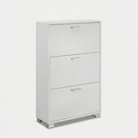 Zapatero estrecho de 3 puertas abatibles Quadrante - Blanco