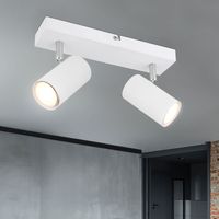 Plafonnier spot 2 flammes plafonnier blanc plafonnier salon avec spots orientables, métal, 2x GU10, LxLxH 26x6x12