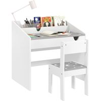 Ensemble Bureau et chaise pour enfants, avec rangement, tiroir coulissant, pour les 3-6 ans, motif étoilé - Gris