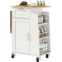 Carrello da Cucina con Cassetto, Armadietto, Portasciugamani e 3 Portaspezie, , 62x40x87 cm, Bianco