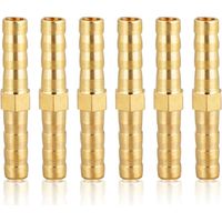 6PCS Raccord de tuyau 6mm en laiton, Raccord de tuyau en laiton 6mm(1/4"),Raccord droit à barbes Raccord de tuyau en laiton Raccord de douille Raccord fileté Raccords en laiton