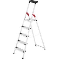 Hailo – Escabeau pro 5 marches – Hauteur max. de travail 3.06m – Marches antidérapantes 13cm – Plateforme en acier galvanisé