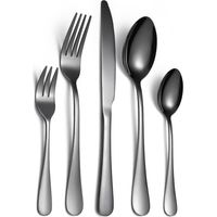 Pièce de rechange pour barbecue et plaque de cuisson, ensemble de couverts en acier inoxydable, 5 pièces, noir