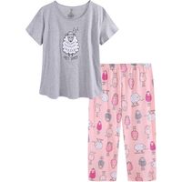 Ensembles de pyjamas gris poudré pour femmes - Pyjamas pour femmes, ensembles de vêtements de nuit grandes tailles avec hauts et pantalons, ensembles de pyjamas d'été