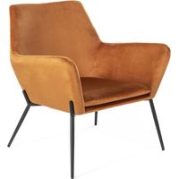 Poltrona Gin in Velluto Caramello con Struttura in Metallo Nero Opaco - Design Moderno e Contemporaneo per Area Living 70x71,5x79 cm