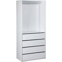 Module dressing avec 4 tiroirs et 1 penderie blanc. panneaux stratifiés