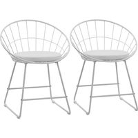 HAPPY GARDEN - Lot de 2 chaises en métal blanc et coussin blanc ALEX