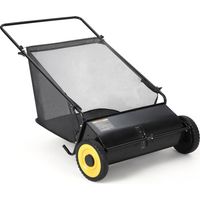 Chariot ramasse-feuilles manuel 53 cm, cadre acier, sac de collecte, pour jardin et terrasse, dimensions 63,5x142x75 cm