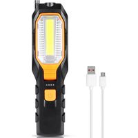 Lampe de travail à LED, lampe d'inspection COB rechargeable avec lampe de travail 4 modes brillante, lampe de travail portable avec lampe de poche USB et lampe magnétique avec aimant